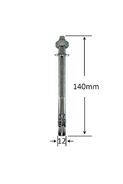 Gray Square Conexpand Anchor With Cylindrical Pin And Clamp M12x140 - 20pcs/box