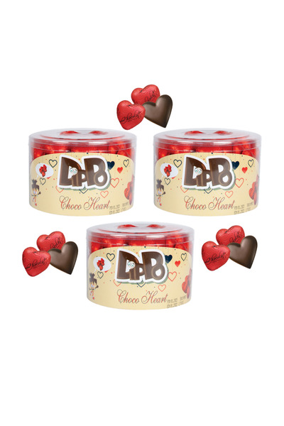 DİPPO Kalp Kokolin Sütlü Çikolata Nostaljik Hediyelik Kalp Çikolata 3’lü Paket