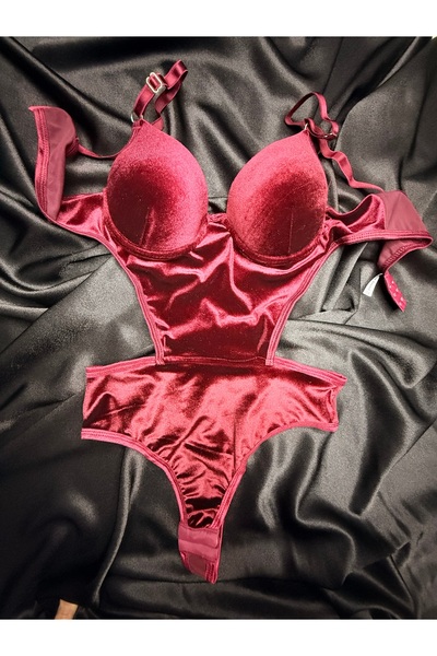 BORDO KADİFE BODY SUİT