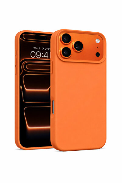 SOLİD CASE غطاء سيليكون لآيفون 17 برو ماكس مع شاشة داخلية مخملية وكاميرا مرتفعة