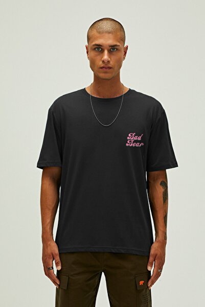 Bad Bear Bad Pınk Men's Black Tshirt