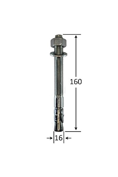 Gray Square Conexpand Ancora Cu Cep Cilindric Si Clema M16x160 - 15buc/cutie