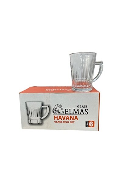 Elmas Havana Set of 6 Glass Mugs, 220 ml