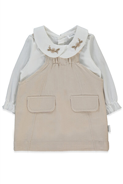 Bebetto Woven Dress 2-Piece Set (Stylish) Beige