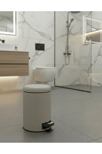 Bürke سلة مهملات فاخرة للحمام بسعة 3 لتر باللون البيج، سلة مهملات فاخرة للمطب...