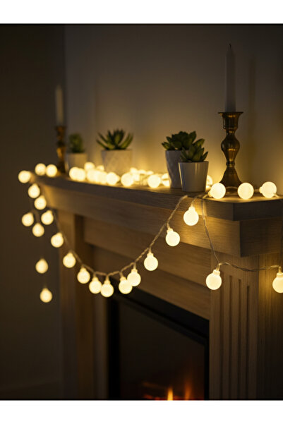 KAYAX Dekoratif Aydınlatma 1,5 metre Beyaz boncuk kablo led - Ramazan ledi