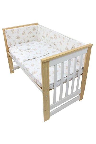 PRICHINDEL Bedding Set 4 Pieces, Cotton, Cream Bear on Cloud, 120x60 cm, White