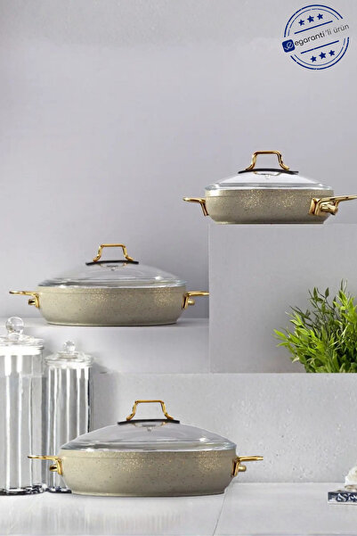 Bonera Marbella 14 Parça Nardo Gri Güveç Model Tencere Granit Sahan Seti