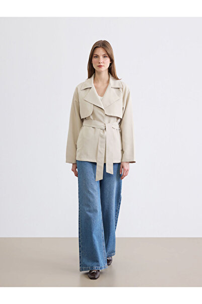 LC Waikiki Double-Breasted Collar Belted Women's Trench Coat
