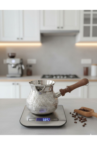 Meya design Brass Coffee Pot 4'' İnc – Brass Body, Nickel Plated Turkish Coff...