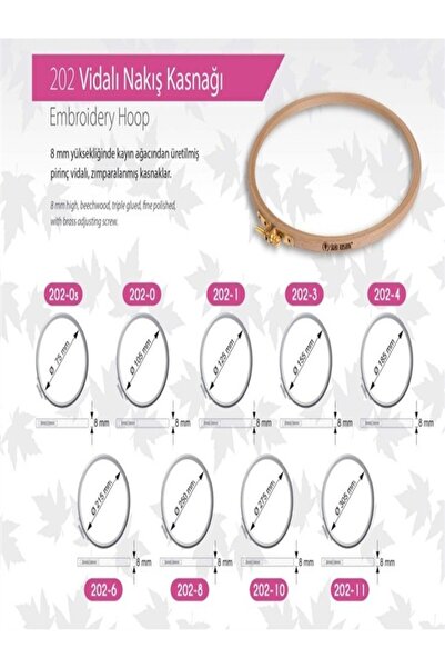 ÇeşitPınarı Şirin Kasnak 202/0- 10,5cm 8 mm Vidalı Nakış Kasnağı