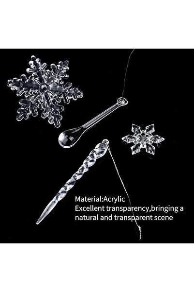 Store 24Pcs Acrylic Christmas Ornament, Transparent Icicle, Snowflake, Ice Dr...