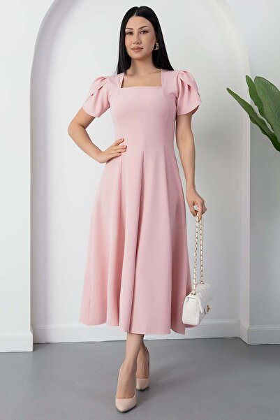 PULLIMM Рокля с квадратна деколте и бухнали ръкави 2026-4550