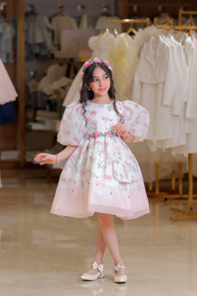 Alesayi_kids Eid dress with headband and bag, sizes 5 to 11 years