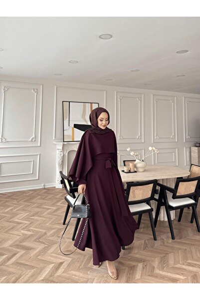 YS BUTİK STELLA DOUBLE KUMAŞ PELERİNLİ ELBİSE