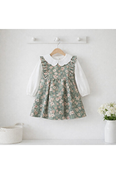 BEYAZ BEBE Floral Girl's Shirt Dress Set