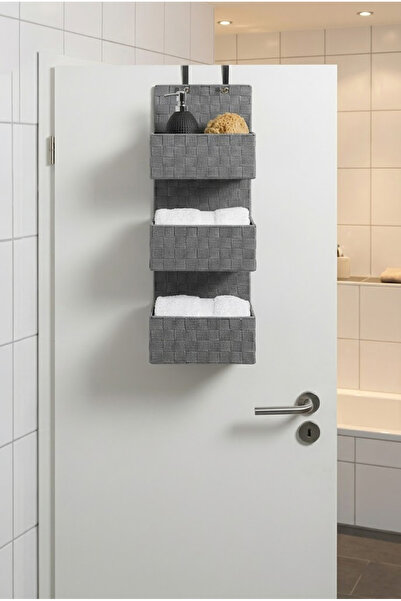 Saban Οργανωτής κρεμαστών αντικειμένων 3 επιπέδων πίσω από την πόρτα - Γκρι δ...