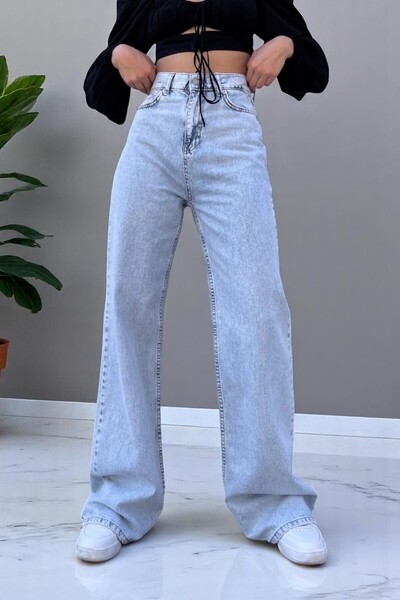 Livik Детски дънки с широки крачоли Chil Bol Paça от измита сняг еластична деним