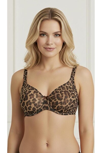 Wogi Wo&gi rio leopard transparent tulle perfectly shaping underwire minimize...