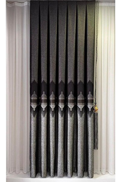 MZA FON PERDE 1. KALİTE SİYAH/ANTRASİT RENGİ 1/3 SIK PİLE (TEK KANAT) BRAÇÖL ...