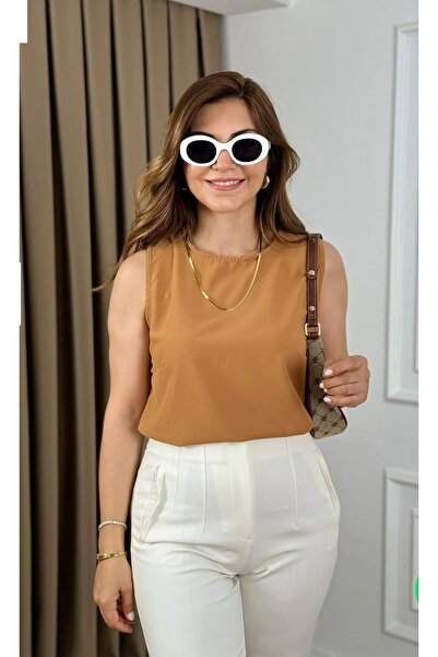 DISHI FASHİON Sleeveless Satin Blouse