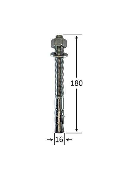Gray Square Conexpand Ancora Cu Cep Cilindric Si Clema M16x180 - 10buc/cutie