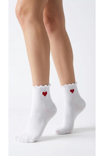 Plus Scorpion Γυναικείες κάλτσες με λεπτομέρεια σε σχήμα λευκής καρδιάς – Βαμ...