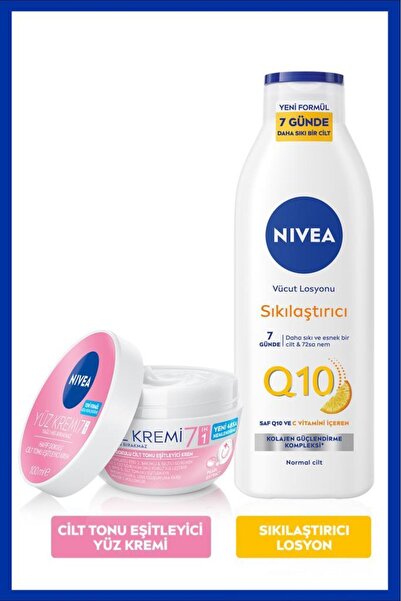 NIVEA 7 Günde Sıkılaştırıcı Vücut Losyonu 250ml ve Cilt Tonu Eşitleyici Yüz K...