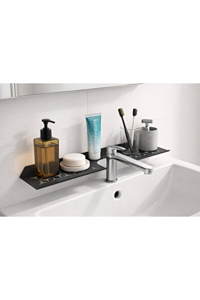 Decopin MUTFAK - BANYO - WC RAFI LAVABO ÜZERİ ORGANİZER ANTRASİT 45 CM