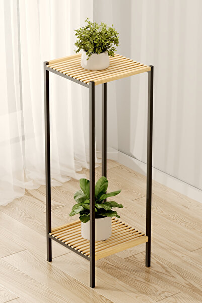 Bino 2 Katlı Saksılık Organizer Bahçe Balkon Standı Çiçeklik Dekoratif Lüks A...