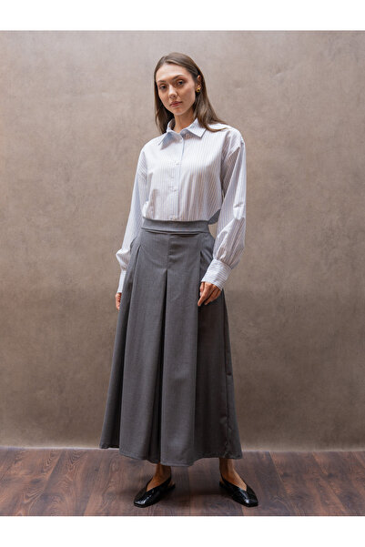 KÜÇÜĞÜM BUTİK Pleated Gray Polyviscon Trousers