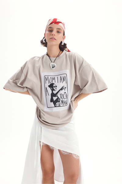 MAI STUDIOS CO. Rich Woman Oversize Taş T-Shirt