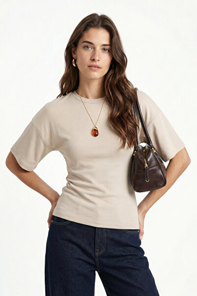 Ritnice Kadın Carol Modal Belden Oturan Bağcıklı Ayarlanabilir Şık Taş T-shirt