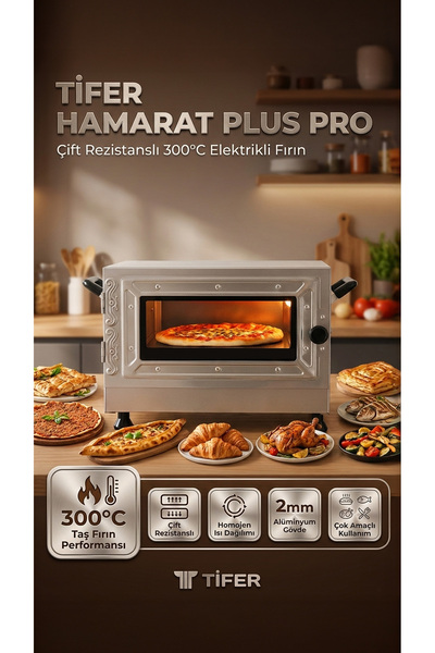 Tifer HAMARAT PLUS PRO Çift Rezistanslı Elektrikli (Bazlama, Pizza, Börek, La...