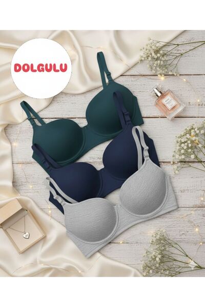 irem içgiyim Women's Padded 3-Piece Bra with Underwire for Comfortable Daily Use