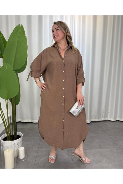FUNDA Shine Shirt Dress Coffee