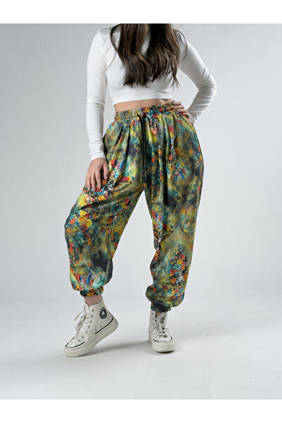 COCOPELLI Green Skull Patterned Women's Bürümcük Jogger Pants Coc2902