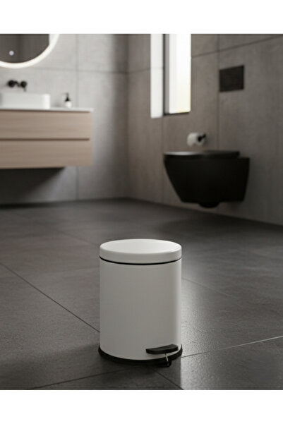 Bürke Dustbin 3 Liter White Stainless Steel Pedal Trash Can Toilet Bathroom B...
