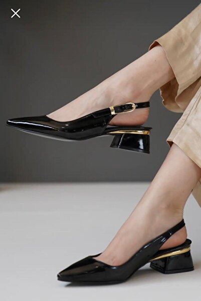 yezy shoes Balerini casual cu toc mic și detalii aurii Mary Jane