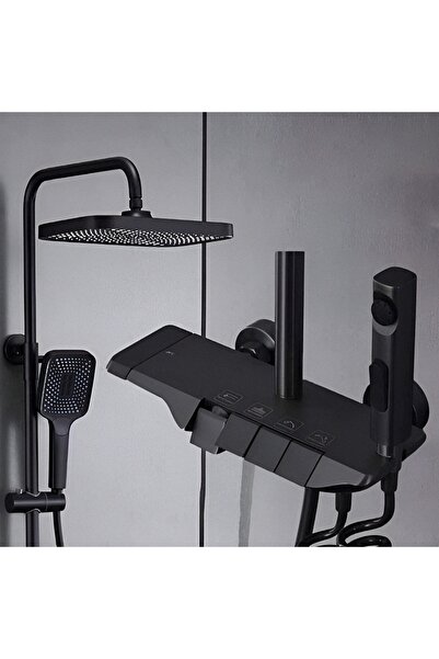 Vegatek Piano Siyah Robot Tepe Duş Seti Yağmur Tepe Banyo 4 Tuşlu Batarya Dah...