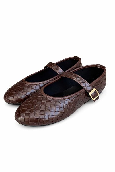 RoseVeno Дамски кафеви кожени обувки с шарка, регулируема катарама, леки и уд...