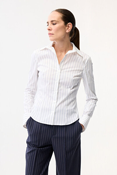 adL Çizgili Pensli Gömlek