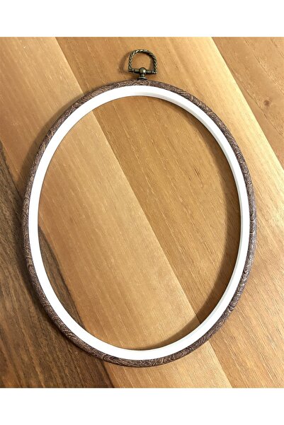ÇeşitPınarı Ahşap Görünümlü Oval Çerçeve Kasnak 20x25 cm