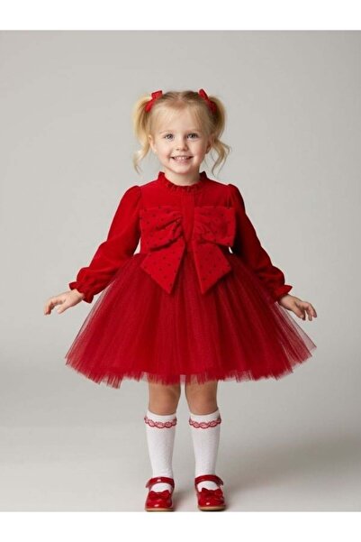 Zekids Baby Girl Bow Design Red Dress