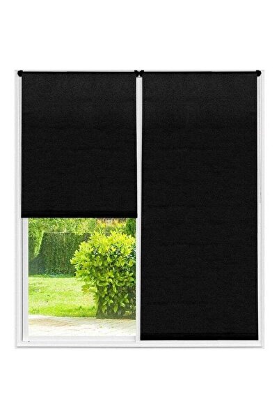Luance High Quality Textured Blackout Roller Blinds Black 200 x 200 cm