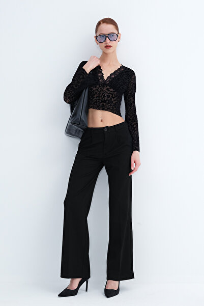 Addax Buttoned Wide Leg Trousers Pn1431