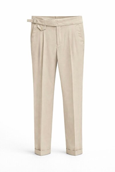 LUMAST Old Money Lycra Fabric Trousers with Belt Detail