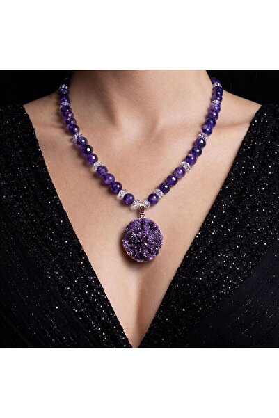Singincraft Ametist - Quartz Crystal Natural Stone Necklace (Handmade Design ...