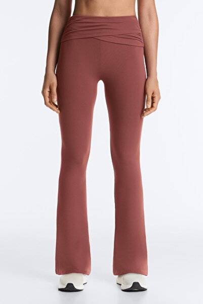 Oysho Draped waist Comfortlux high rise flare trousers