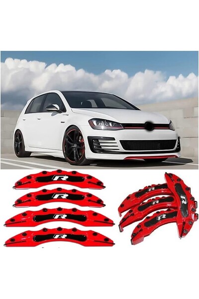 X POWER TUNİNG Vw Golf 7 2012-17.18.19 JANT Uyumlu Kırmızı 4.lü R Kaliper Kapagı